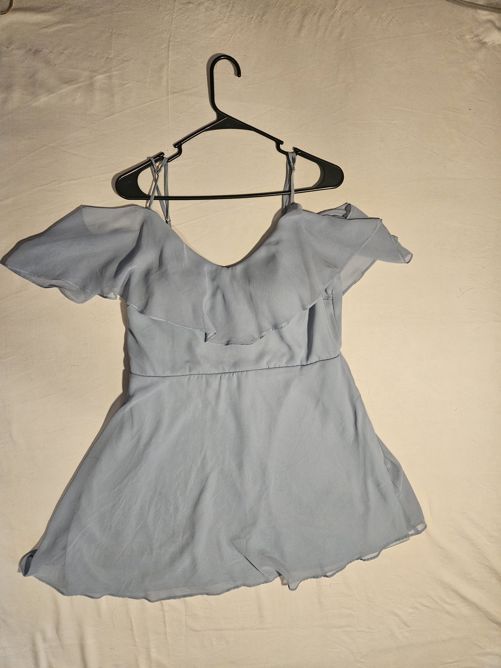 Birdy Grey Dusty Blue Off-Shoulder Mini Dress